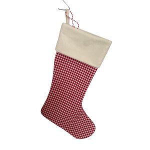 NWT Holiday Home Christmas Stocking Red White Houndstooth 19” x 11”